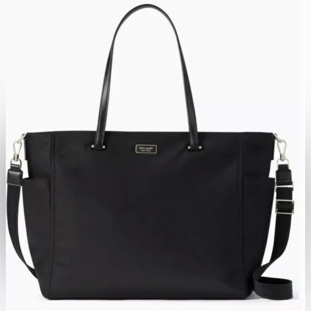 Kate Spade New York Baby Bag Black Nylon Large Tote Purse Bag